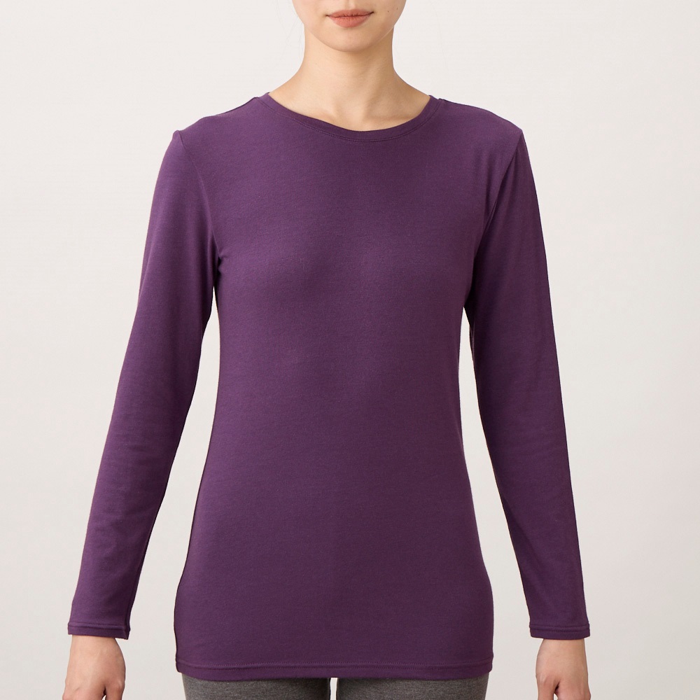 WARMコットン 長袖Tシャツ レディス トップバリュ PEACE FIT(ピースフィット)(ムラサキ-2XL)
