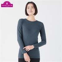 WARMコットン 長袖Tシャツ レディス トップバリュ PEACE FIT(ピースフィット)(Ａアオ-M)