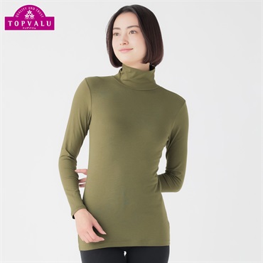 WARMコットン 長袖タートルネック レディス トップバリュ PEACE FIT(ピースフィット)(コイミドリ-M)