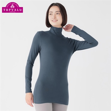 WARMコットン 長袖タートルネック レディス トップバリュ PEACE FIT(ピースフィット)(Ａアオ-M)