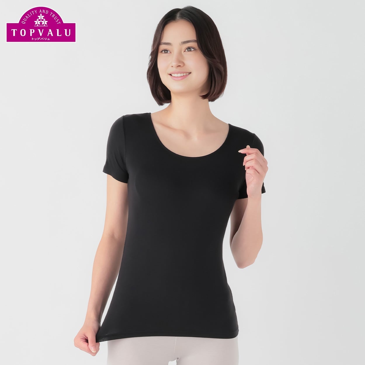 WARM 3分袖 レディス トップバリュ PEACE FIT(ピースフィット)(クロ-XL)