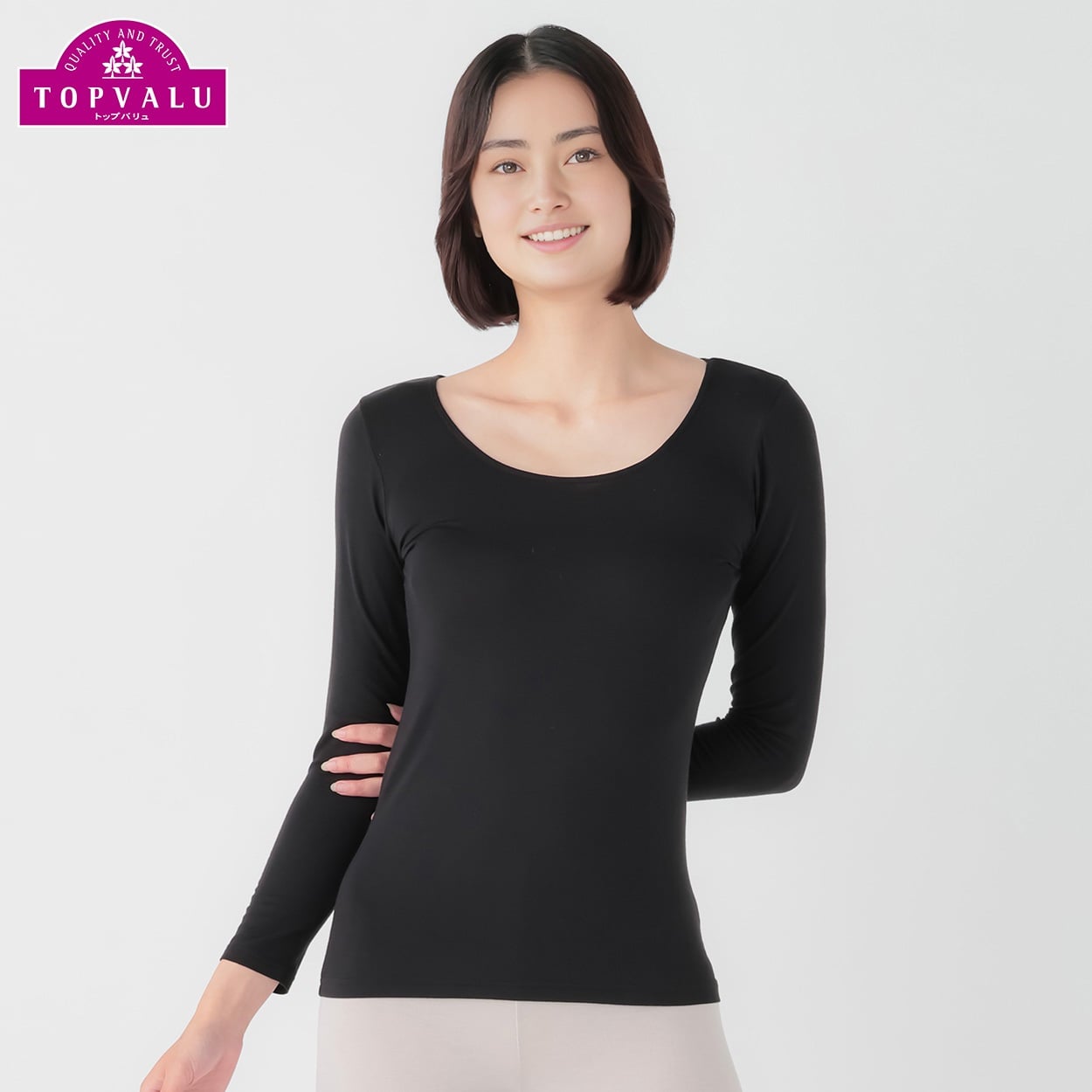WARM 8分袖 レディス トップバリュ PEACE FIT(ピースフィット)(クロ-XL)