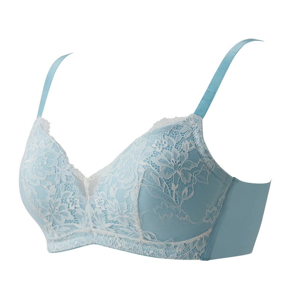 ホールドフィットノンワイヤーブラ（レース）   レディス トップバリュ Mirai Beauty(ミライビューティ)(アオ-B65)