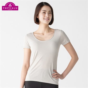 COOL 出し入れできるカップ付 3分袖 レディス トップバリュ PEACE FIT(ピースフィット)(Ａベ－ジュ-2XL)