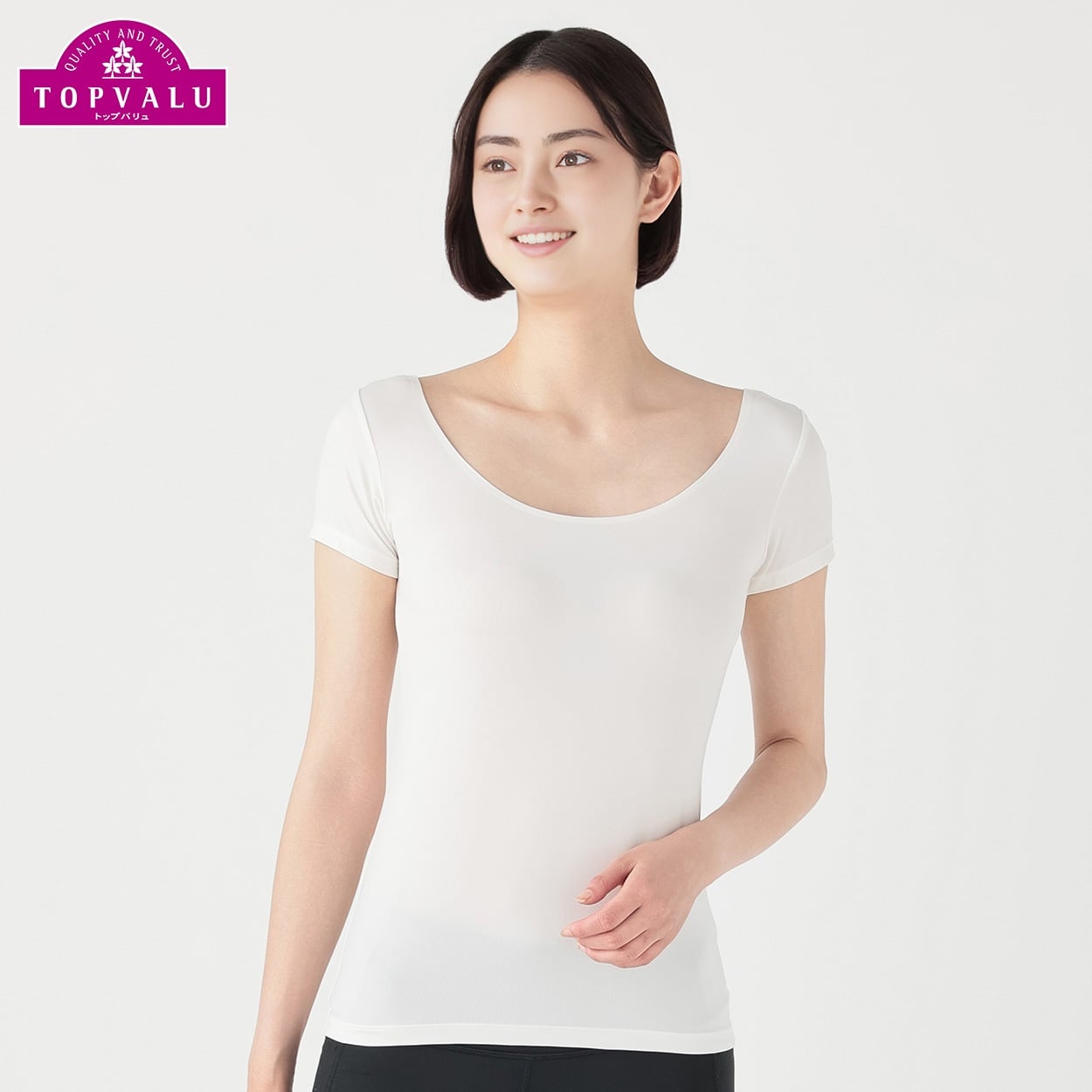 SilkyFACT シームレスタイプ 3分袖 レディス トップバリュ PEACE FIT(ピースフィット) (hk)(オフ-L)
