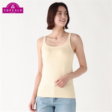 SilkyFACTコットン モールドカップ付 タンクトップ レディス トップバリュ PEACE FIT(ピースフィット)(キイロ-2XL)