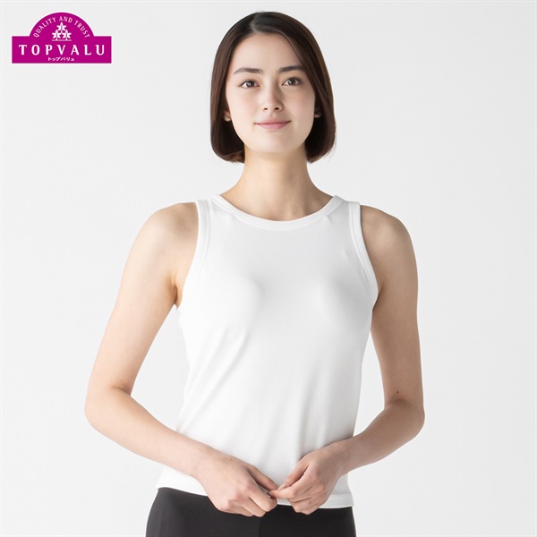 SilkyFACTコットン モールドカップ付 アメリカンスリーブ  レディス トップバリュ PEACE FIT(ピースフィット)(オフ-S)