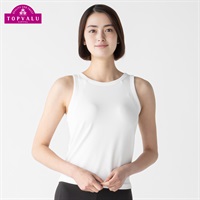 SilkyFACTコットン モールドカップ付 アメリカンスリーブ  レディス トップバリュ PEACE FIT(ピースフィット)(オフ-S)