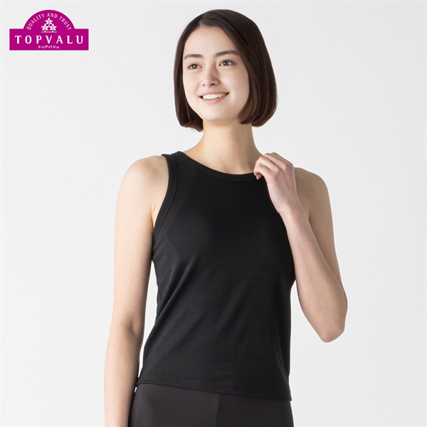 SilkyFACTコットン モールドカップ付 アメリカンスリーブ  レディス トップバリュ PEACE FIT(ピースフィット)(クロ-XL)
