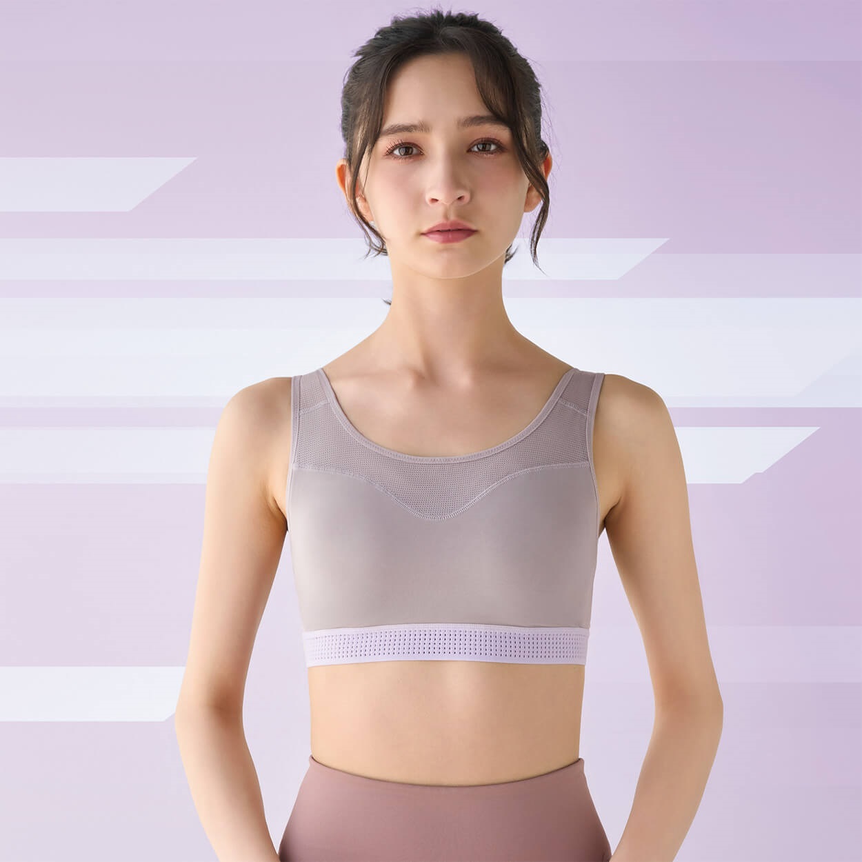 DRYバストケアハーフトップ Yバック レディス トップバリュ BODY SWITCH(ボディスイッチ)(ウスグレー-M)