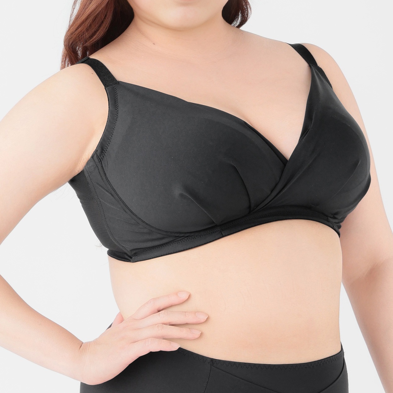 ぽちゃラクすっきりノンワイヤーブラ 2XL～4XLサイズ レディス トップバリュ Mirai Beauty(ミライビューティ)(クロ-4XL)