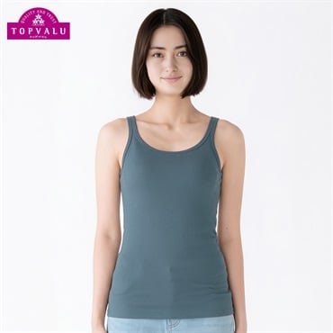 SilkyFACTCOTTON モールドカップ付 タンクトップ レディス トップバリュ PEACE FIT(ピースフィット)(Ａウスアオ②-S)