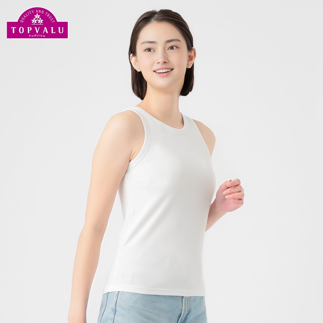 SilkyFACTCOTTON モールドカップ付 アメリカンスリーブ レディス トップバリュ PEACE FIT(ピースフィット)(オフ-L)