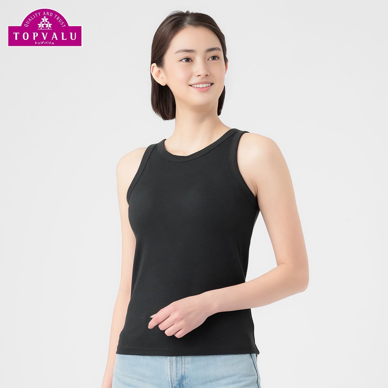 SilkyFACTCOTTON モールドカップ付 アメリカンスリーブ レディス トップバリュ PEACE FIT(ピースフィット)(クロ-M)