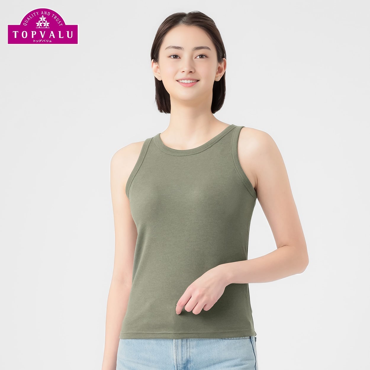 SilkyFACTCOTTON モールドカップ付 アメリカンスリーブ レディス トップバリュ PEACE FIT(ピースフィット)(ミドリ-2XL)