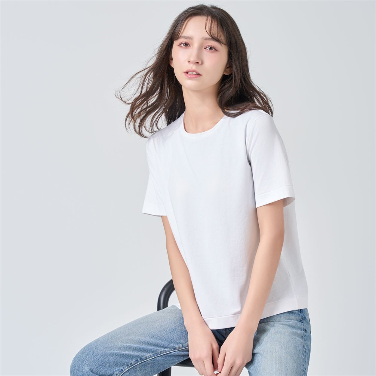 SilkyFACTコットン モールドカップ付半袖Tシャツ レディス トップバリュ PEACE FIT(ピースフィット)(オフ-S)