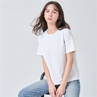 SilkyFACTコットン モールドカップ付半袖Tシャツ レディス トップバリュ PEACE FIT(ピースフィット)(オフ-S)