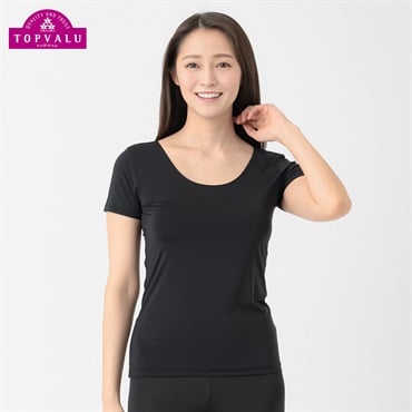 COOL 強力接触冷感３分袖 レディス トップバリュ PEACE FIT(ピースフィット)(クロ-S)