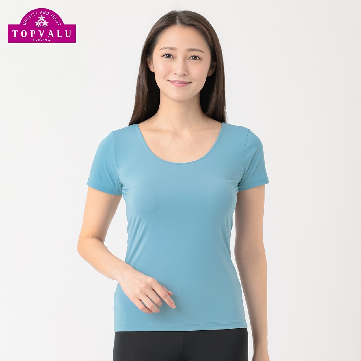 COOL 強力接触冷感３分袖 レディス トップバリュ PEACE FIT(ピースフィット)(Ａウスアオ-XL)