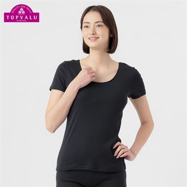 COOLコットン カップ付 3分袖 レディス トップバリュ PEACE FIT(ピースフィット)(クロ-S)