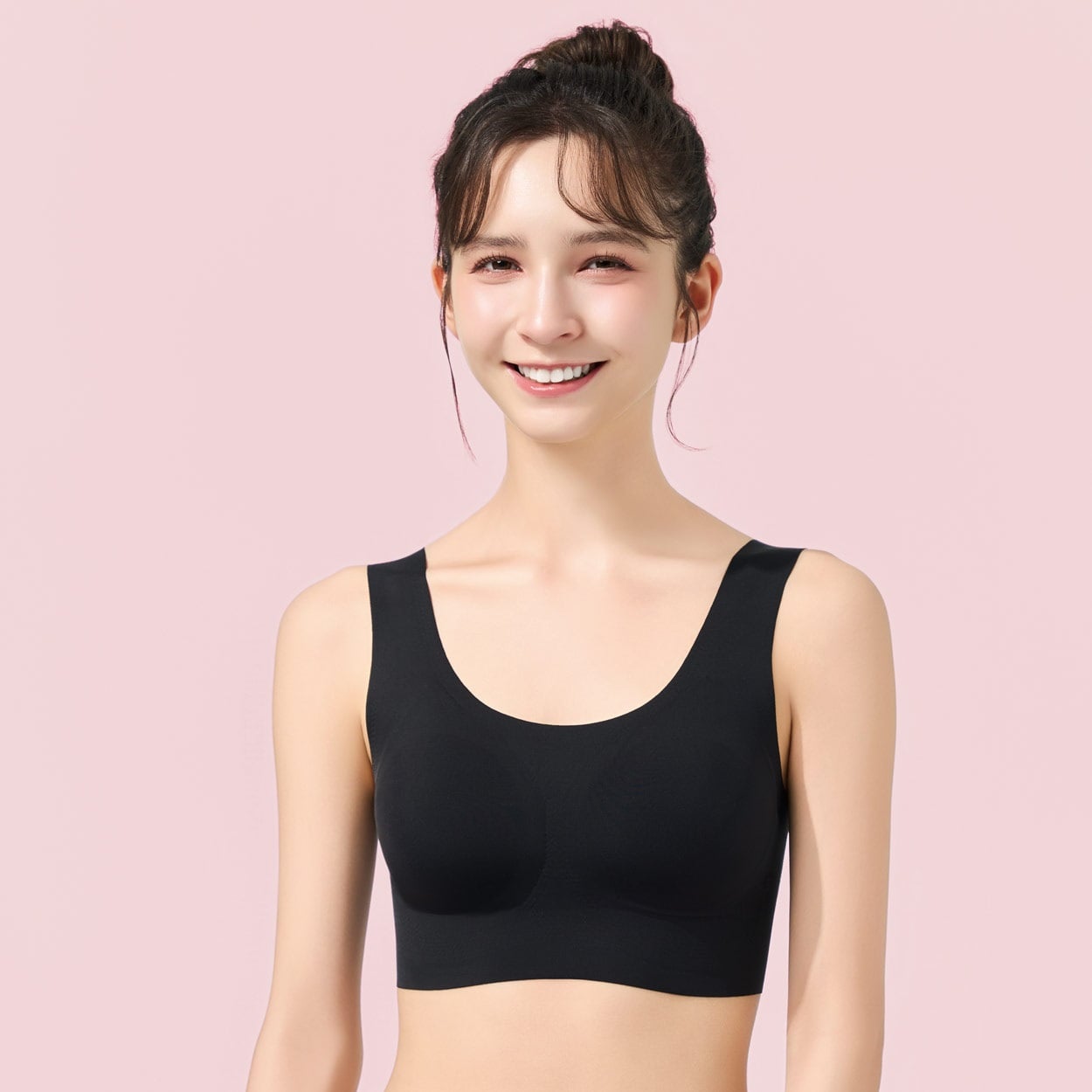 しめつけからの解放 ひびきにくいハーフトップ レギュラータイプ レディス トップバリュ Mirai Beauty(ミライビューティ)(クロ-M)