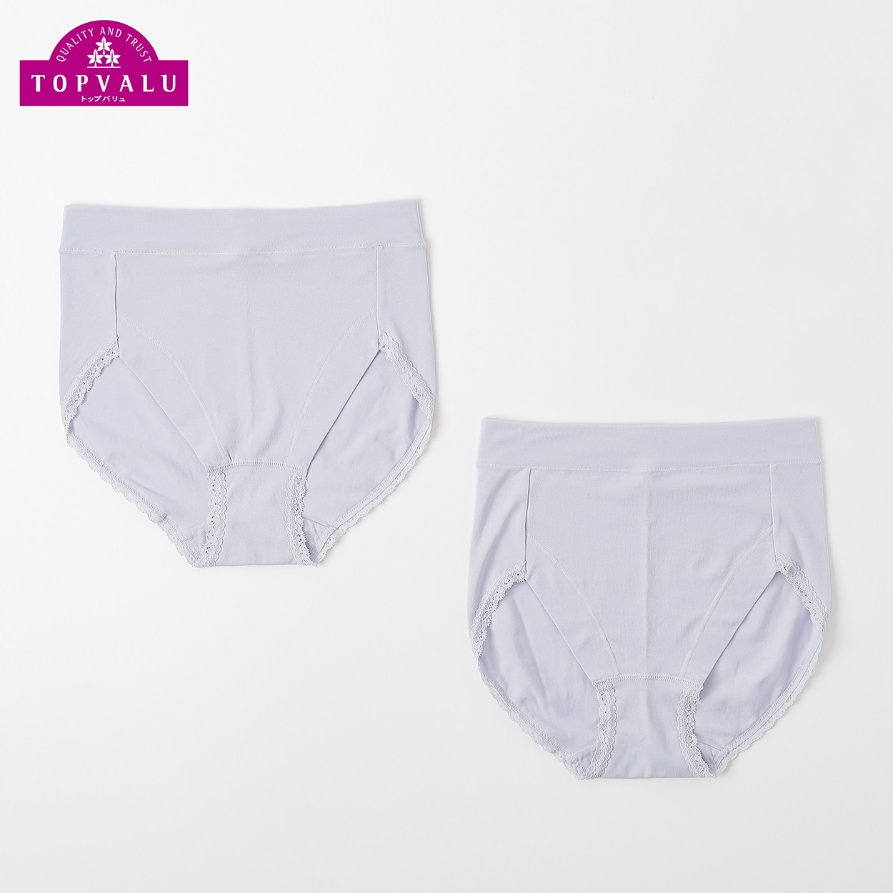 綿レーヨン混素材 深ばきショーツ 2枚組 レディス(アオ-M)