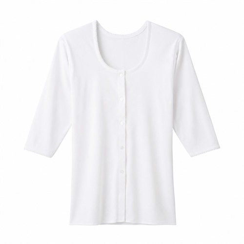 GUNZE(グンゼ) 7分袖前あきボタン付きシャツ レディス(シロ-M)
