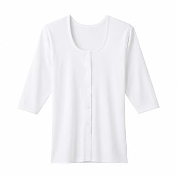 GUNZE(グンゼ) 7分袖前あきボタン付きシャツ レディス(シロ-M)