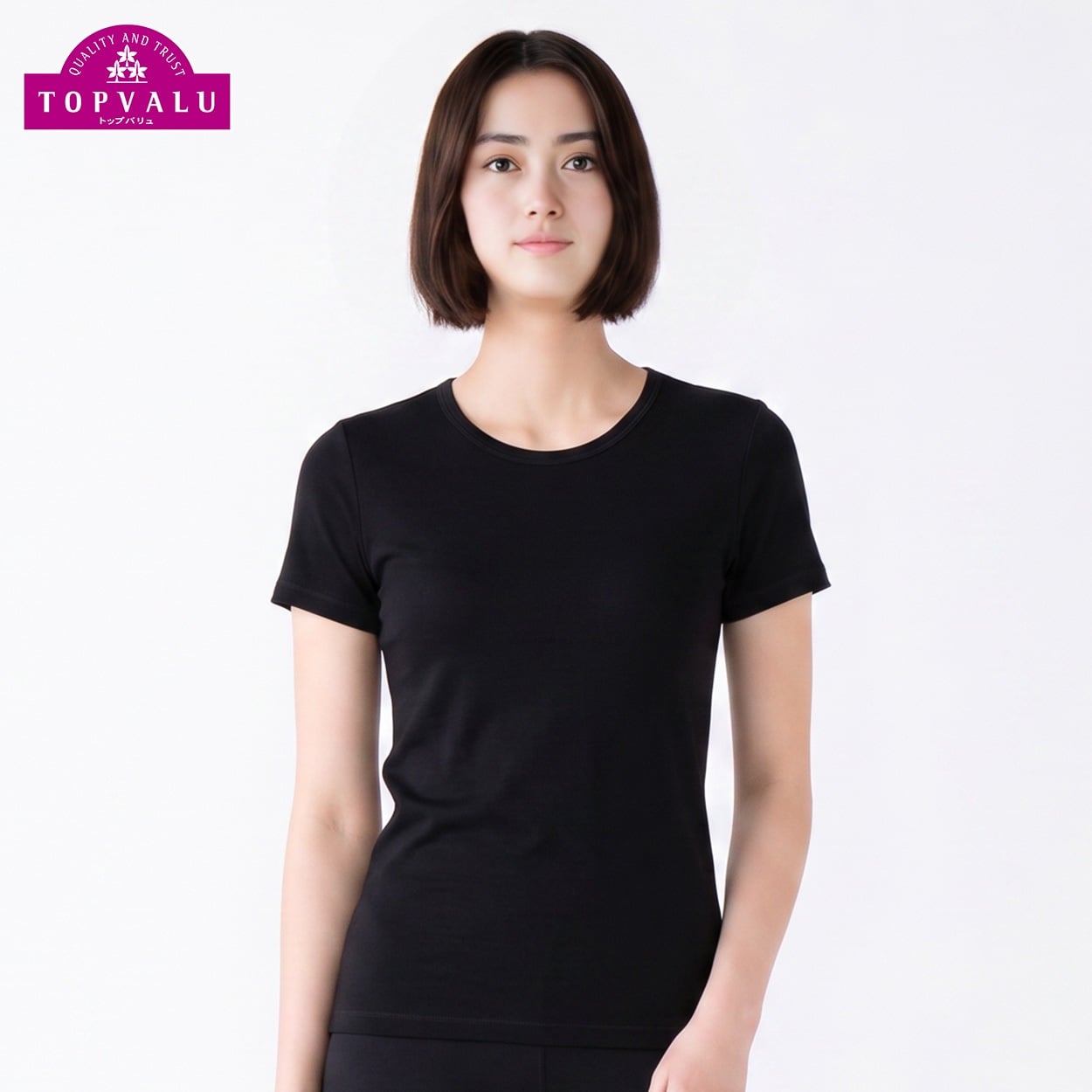 WARM 3分袖 レディス トップバリュ PEACE FIT(ピースフィット)(クロ-2XL)