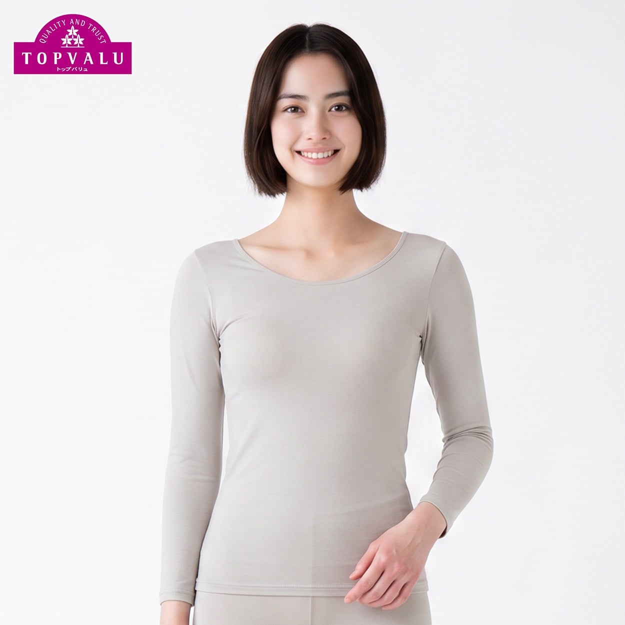 WARM 8分袖 レディス トップバリュ PEACE FIT(ピースフィット)(Ａベ－ジュ-M)
