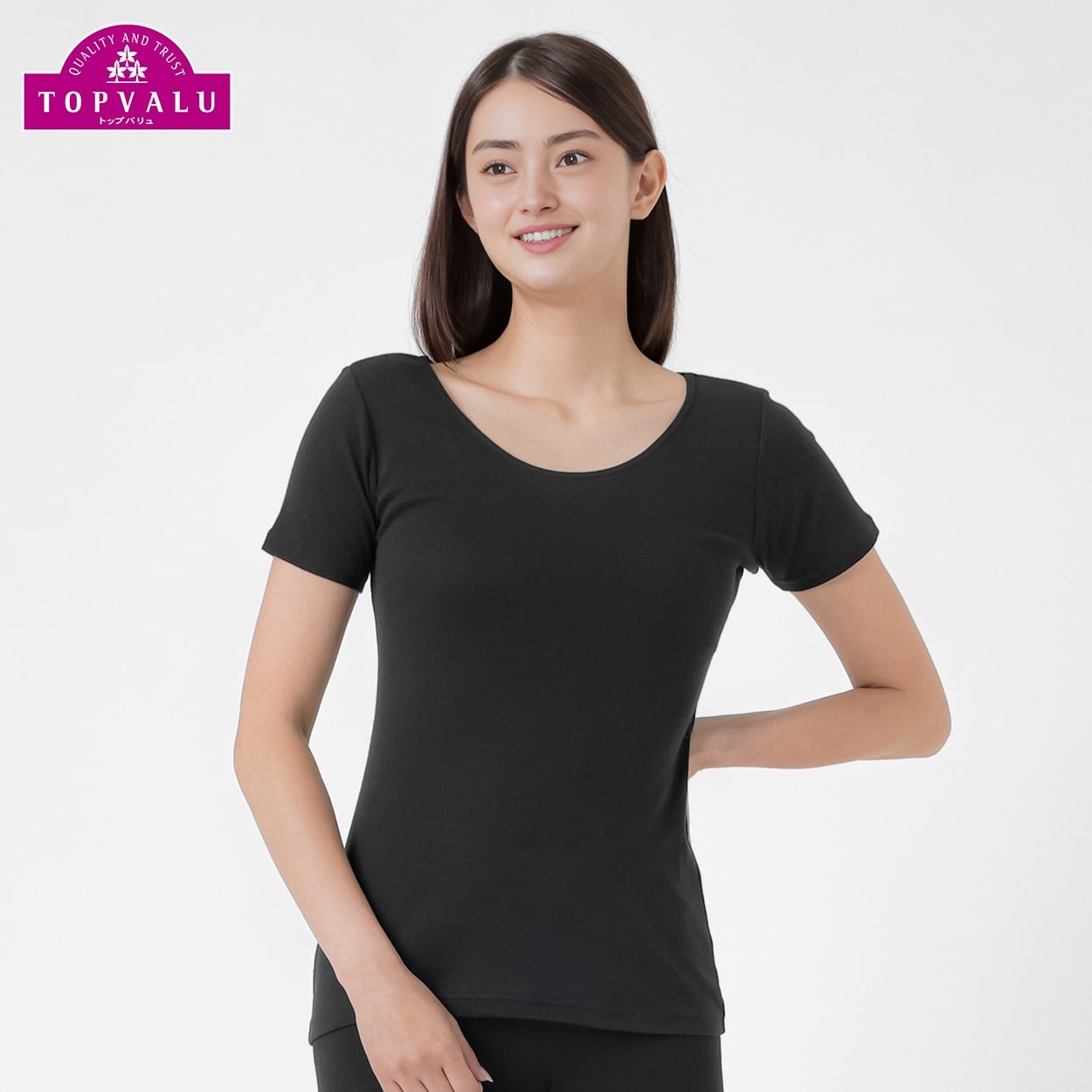 WARMコットン 3分袖 レディス トップバリュ PEACE FIT(ピースフィット)(クロ-2XL)