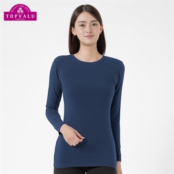 WARMコットンブレンドストレッチ 長袖Tシャツ レディス トップバリュ PEACE FIT(ピースフィット)(Ａアオ-M)