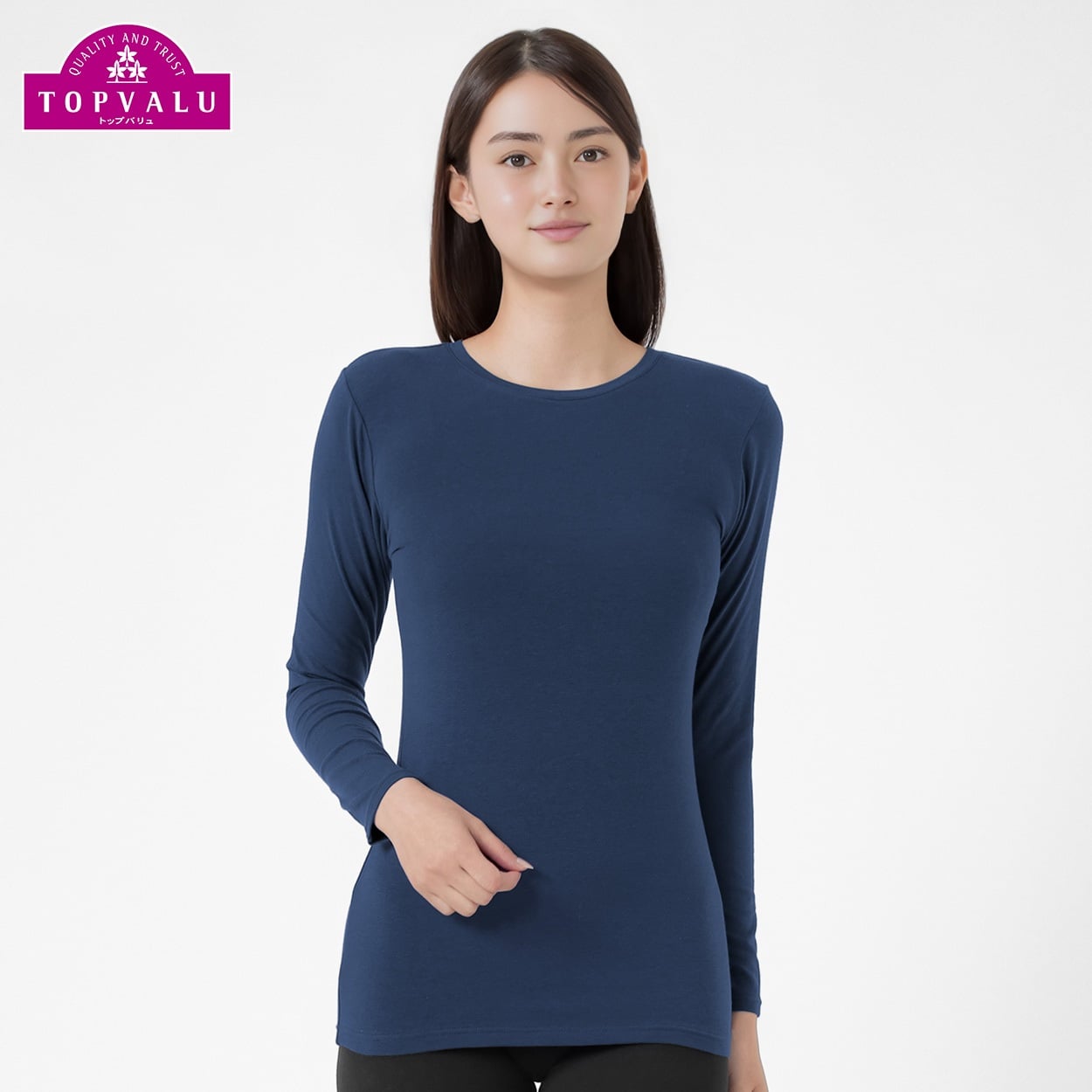 WARMコットンブレンドストレッチ 長袖Tシャツ レディス トップバリュ PEACE FIT(ピースフィット)(Ａアオ-2XL)
