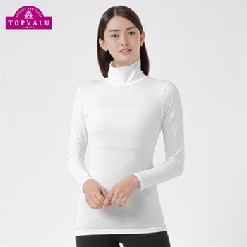WARMコットンブレンドストレッチ 長袖タートル レディス トップバリュ PEACE FIT(ピースフィット)(オフ-M)
