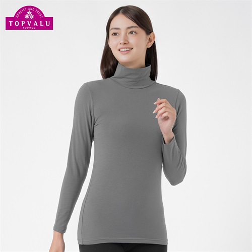 WARMコットンブレンドストレッチ 長袖タートル レディス トップバリュ PEACE FIT(ピースフィット)(チャコ－ルグレ－-M)