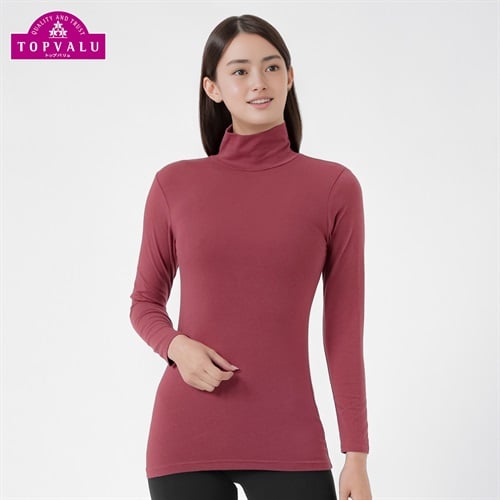 WARMコットンブレンドストレッチ 長袖タートル レディス トップバリュ PEACE FIT(ピースフィット)(Ａアカ-M)