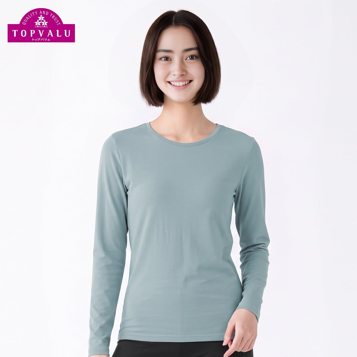 WARM超保温 長袖Tシャツ レディス トップバリュ PEACE FIT(ピースフィット)(ウスミドリ-2XL)