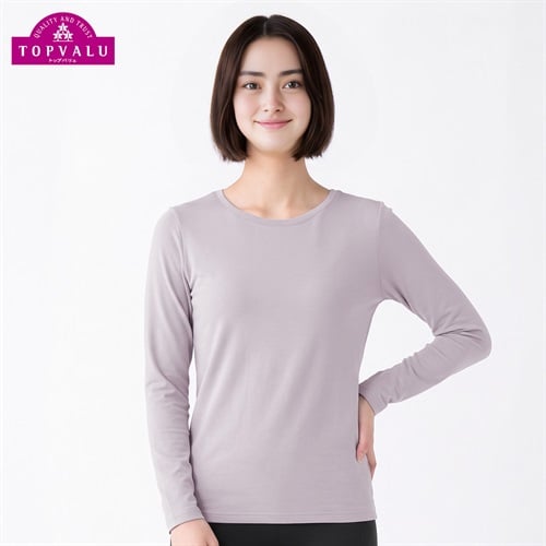 WARM超保温 長袖Tシャツ レディス トップバリュ PEACE FIT(ピースフィット)(ウスムラサキ-S)