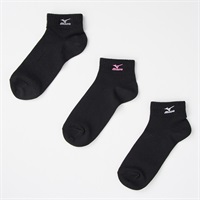 mizuno(ミズノ) スニーカー丈ソックス 3足組 レディス(クロ-23-25CM)