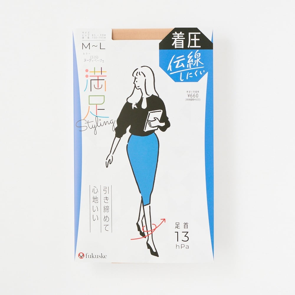 満足着圧ノンランパンティストッキング レディス(ヌーディベージュ-L-LL)