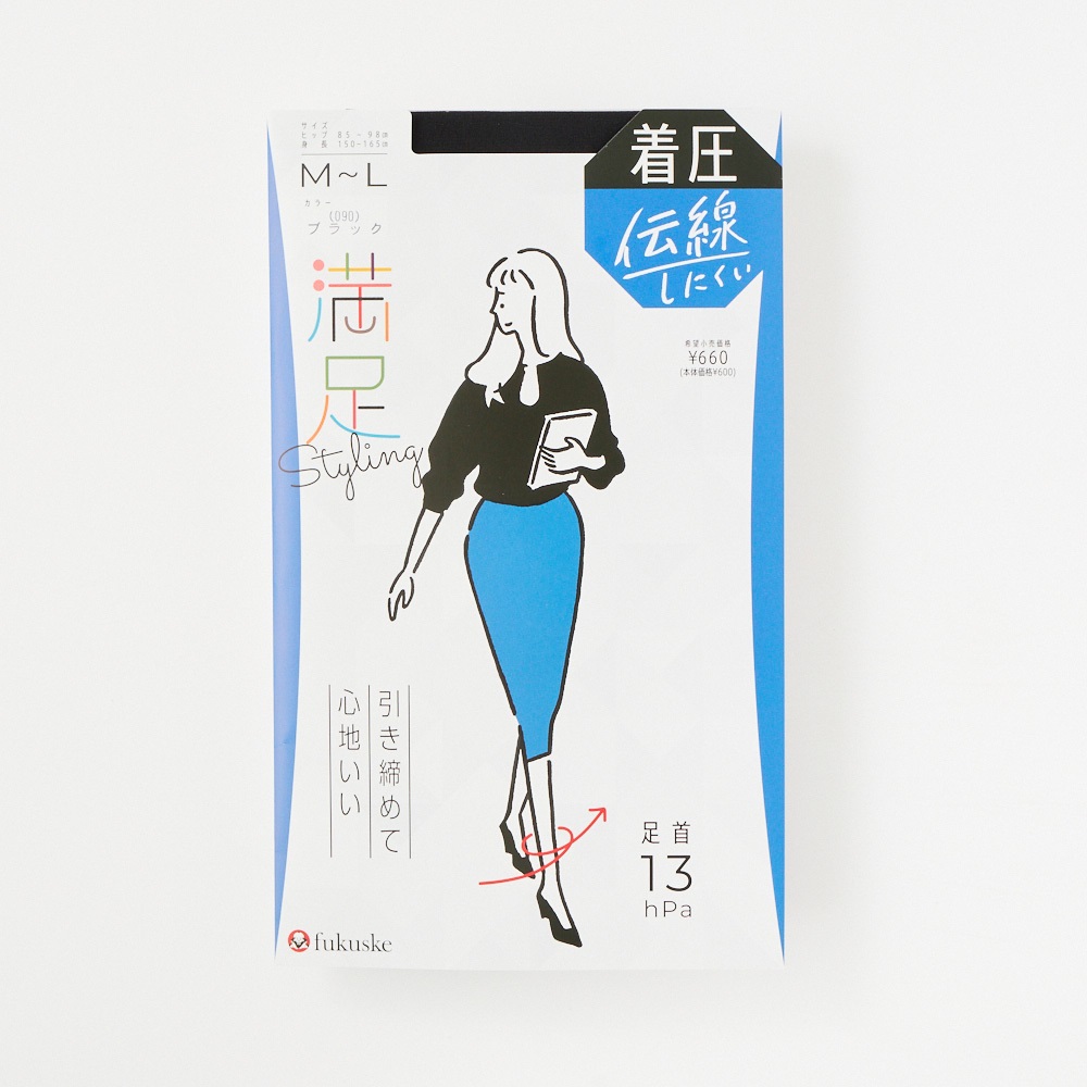 満足着圧ノンランパンティストッキング レディス(ブラック-M-L)