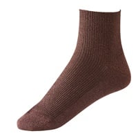 レッグアクセサリーリブ総ラメショート12cm丈ソックス レディス(コイチャ-23-25CM)