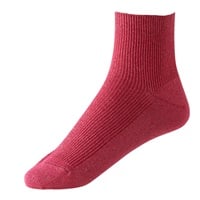 レッグアクセサリーリブ総ラメショート12cm丈ソックス レディス(アカ-23-25CM)