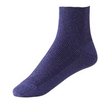 レッグアクセサリーリブ総ラメショート12cm丈ソックス レディス(アオ-23-25CM)