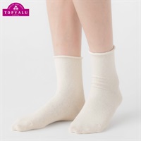 クルー丈ソックス シルク素材 レディス(オフ-23-25CM)