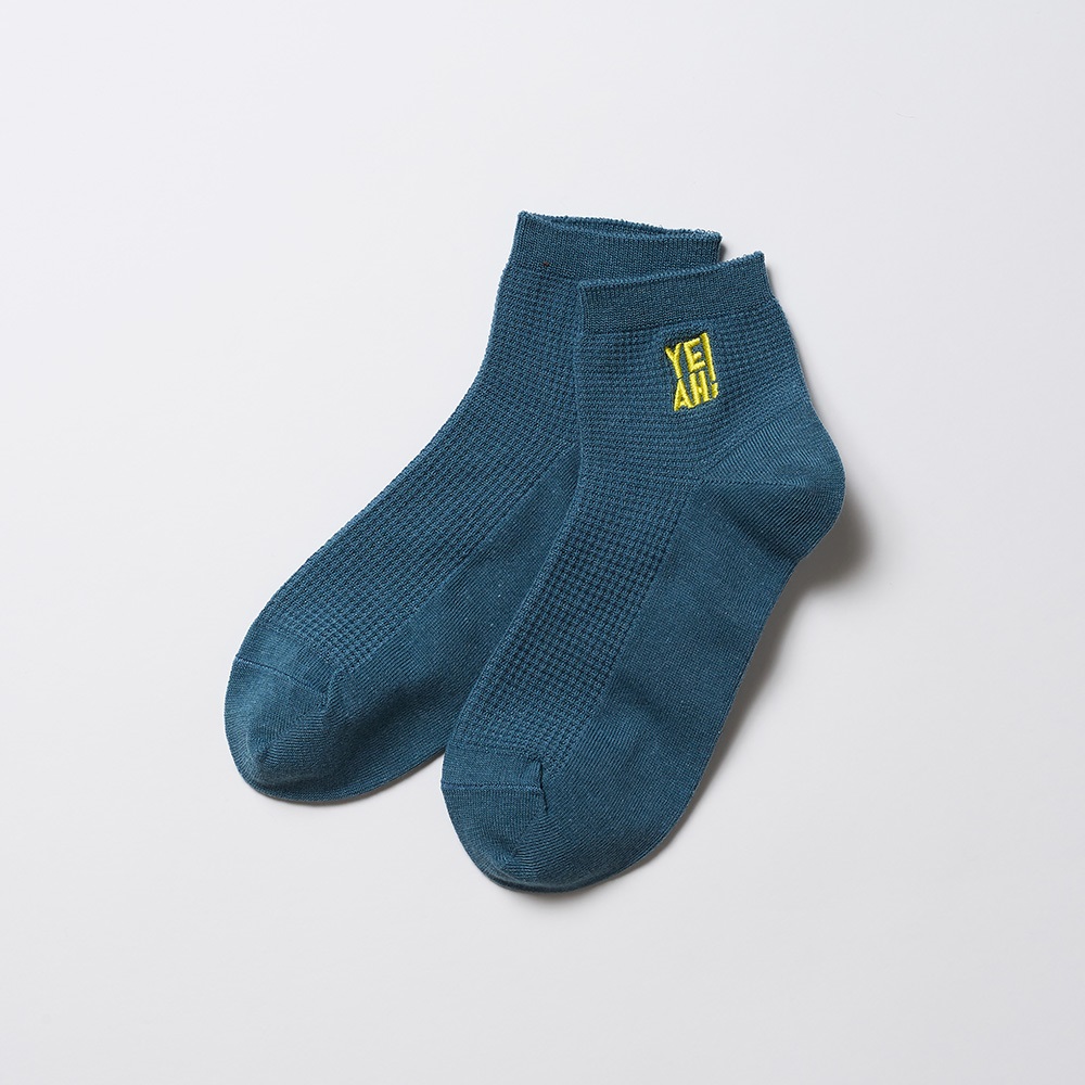 NIRMATA BASIC 鹿子YEAH刺繍ショート丈ソックス レディス(コイアオ-23-25CM)