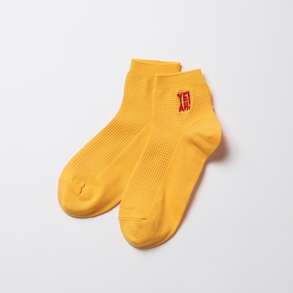 NIRMATA BASIC 鹿子YEAH刺繍ショート丈ソックス レディス(キイロ-23-25CM)