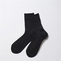 NIRMATA BASIC シア―ワッフルクルー丈ソックス レディス(クロ-23-25CM)