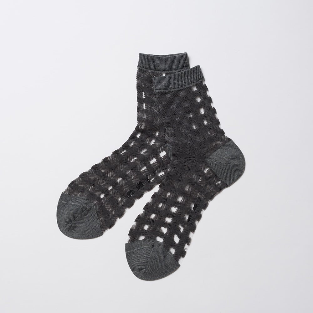 NIRMATA GRAPHIC シアーチェック小ハーフ丈ソックス レディス(グレー-23-25CM)