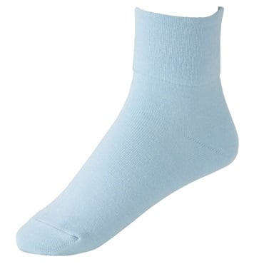 レックアクセサリー オーガニック綿混ショート丈履き口ゆったりソックス無地12cm丈 レディス(ウスアオ-21-23CM)